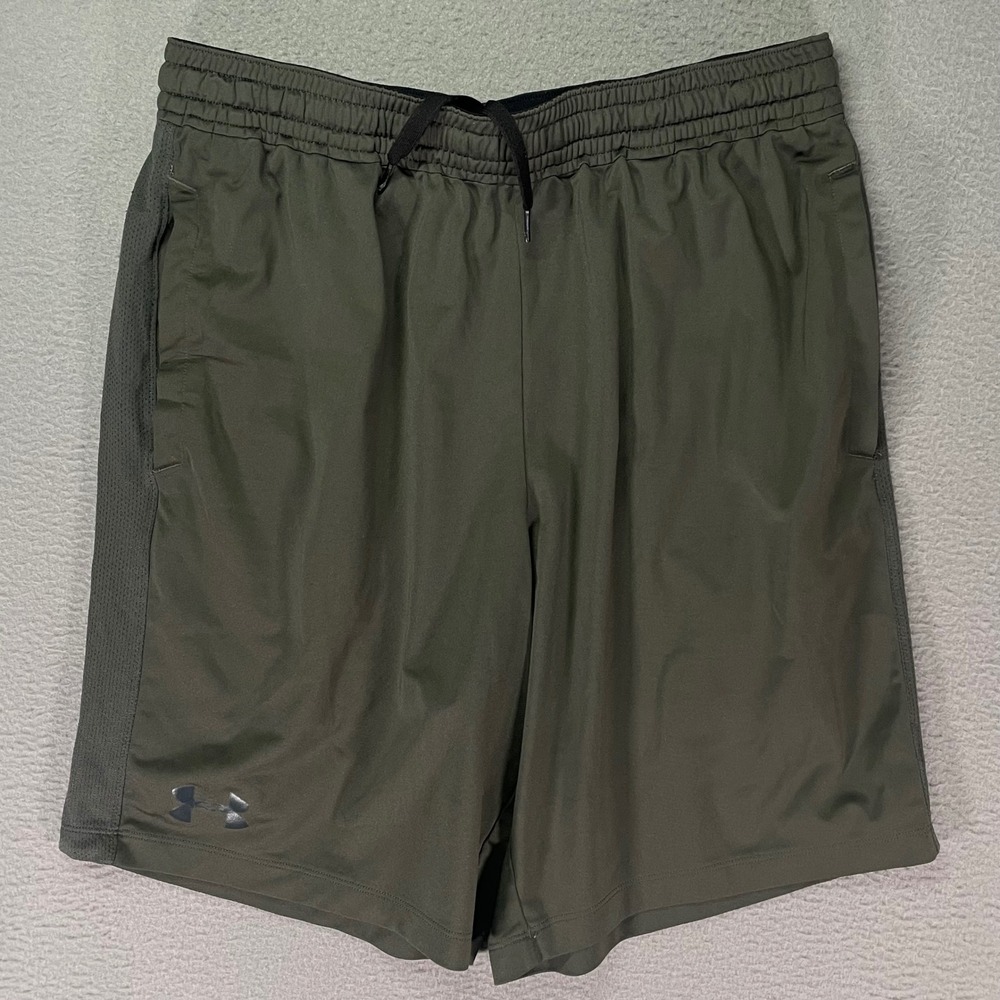 Under Armour HeatGear Shorts Mens Large Olive Green Athletic Gym Training
